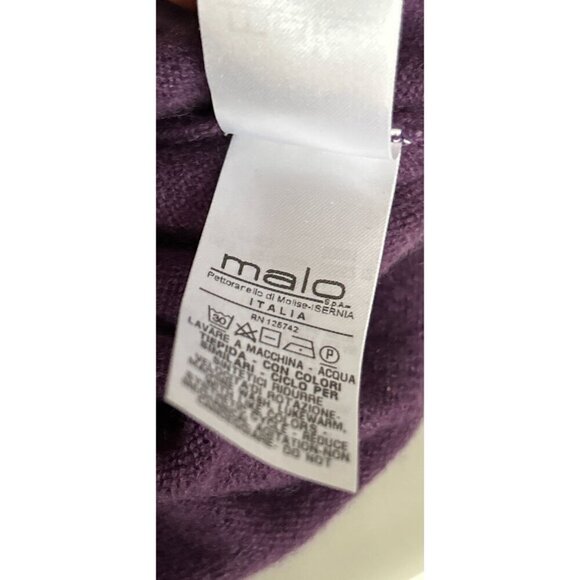 MALO 100% Cashmere Purple 3/4 Sleeve Knit Sweater Dress Pockets Size 38 - Picture 10 of 13